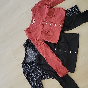 **LOT OF 3** Madewell Rosalind V neck button down cropped blouses, XXS